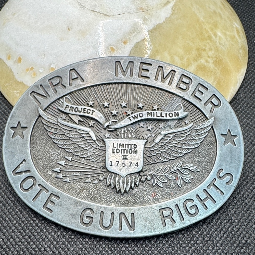 Vintage: NRA Member Limited Edition Belt Buckle- Antique Silver